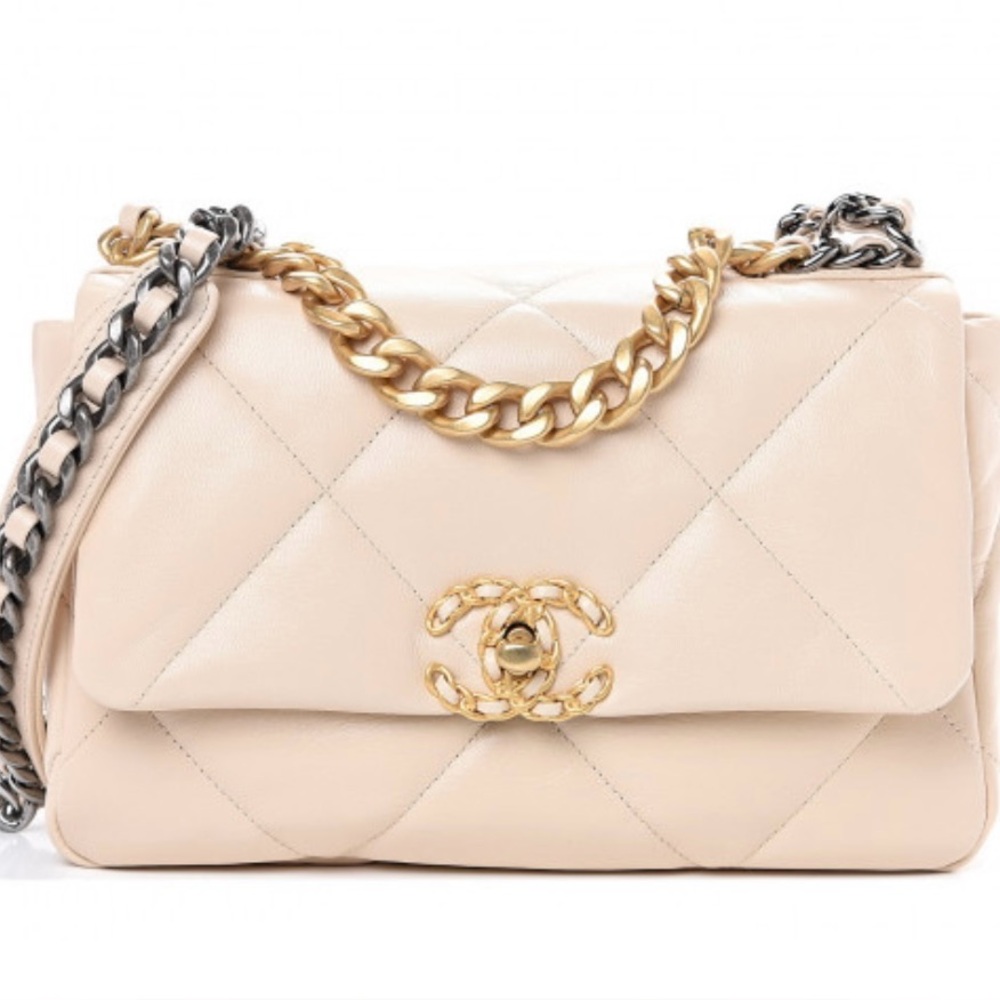 Chanel Goatskin Quilted Medium 19 Flap in Beige